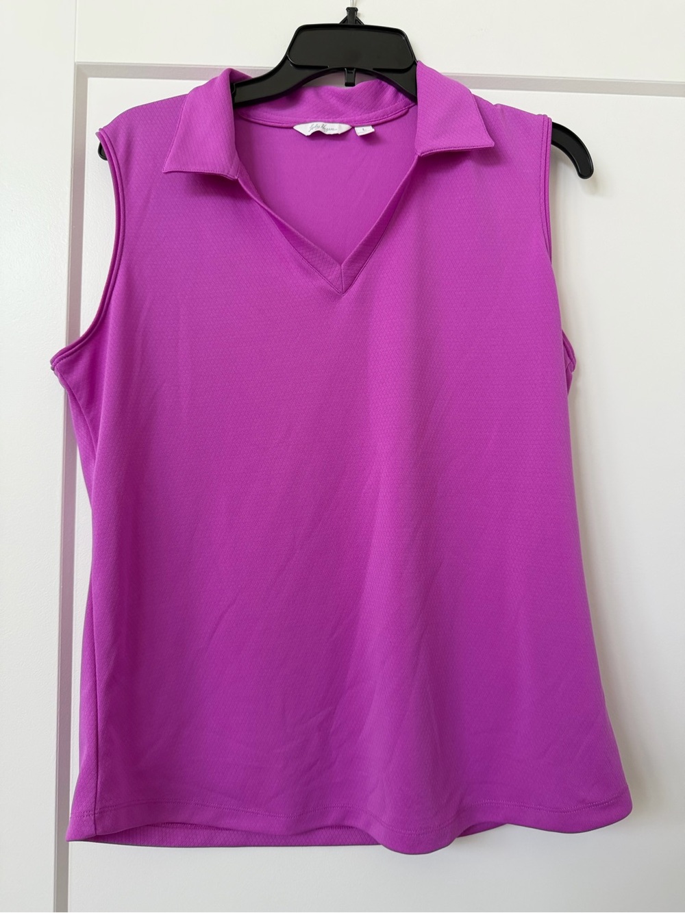 Lady Hagen Sleeveless V-Neck Polo Tank - Fuchsia - Bx2